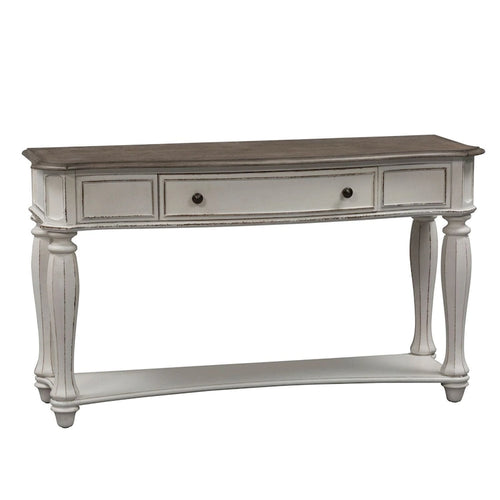 Console de canapé blanc antique avec tiroir et étagère inférieure de rangement