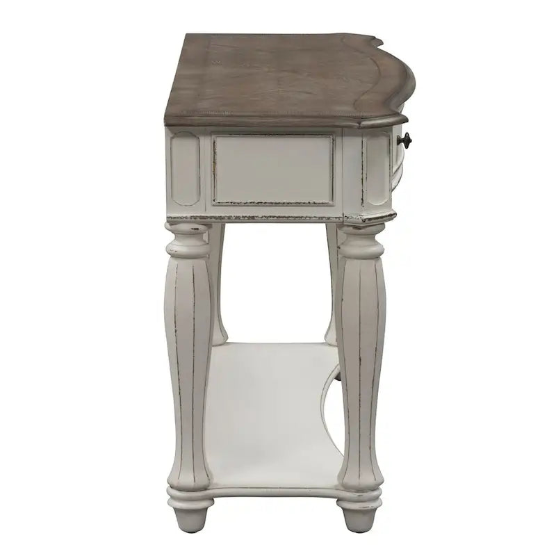 Console de canapé blanc antique avec tiroir et étagère inférieure de rangement