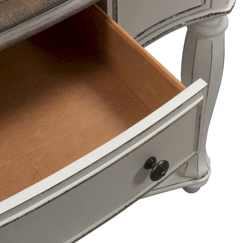 Console de canapé blanc antique avec tiroir et étagère inférieure de rangement