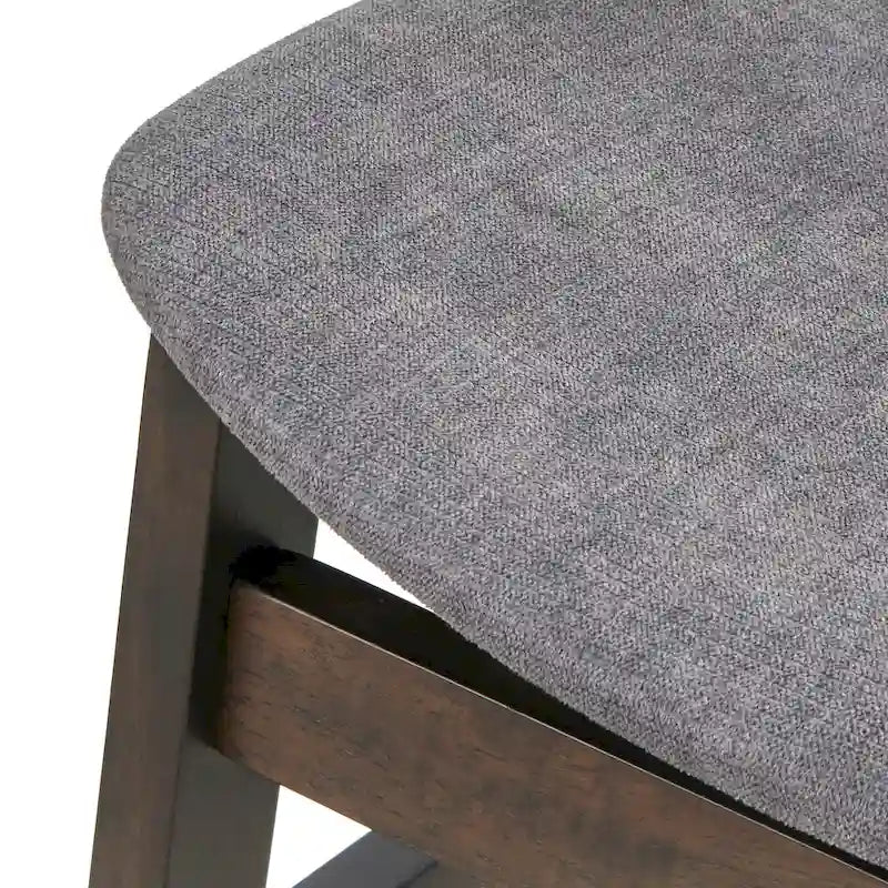 Chaise de salle à manger en bois massif du milieu du siècle avec assise rembourrée gris foncé
