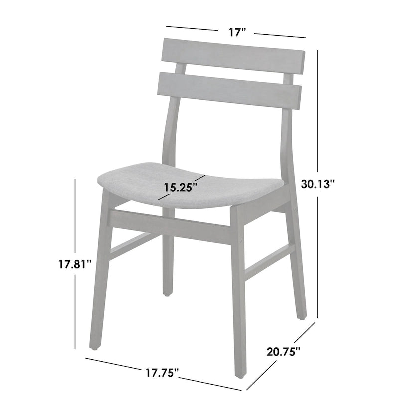 Chaise de salle à manger en bois massif du milieu du siècle avec assise rembourrée gris foncé