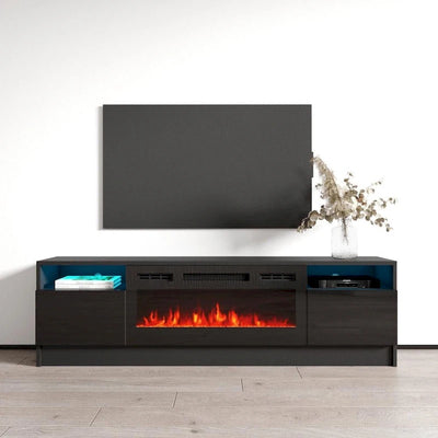 Meuble TV de cheminée électrique moderne de 160 cm avec lumières LED