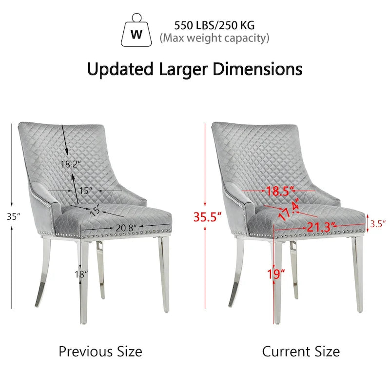 Chaise de salle à manger moderne en velours gris clair avec pieds en argent chromé