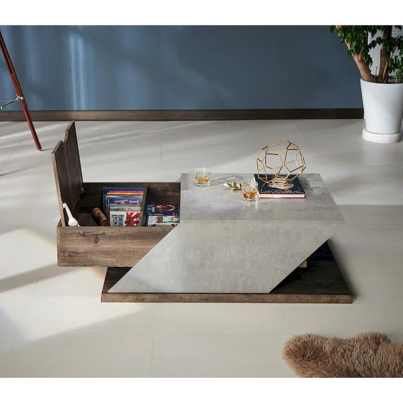 Table Basse Relevable et Ajustable Industrielle de 47 Pouces avec Tiroir de Rangement