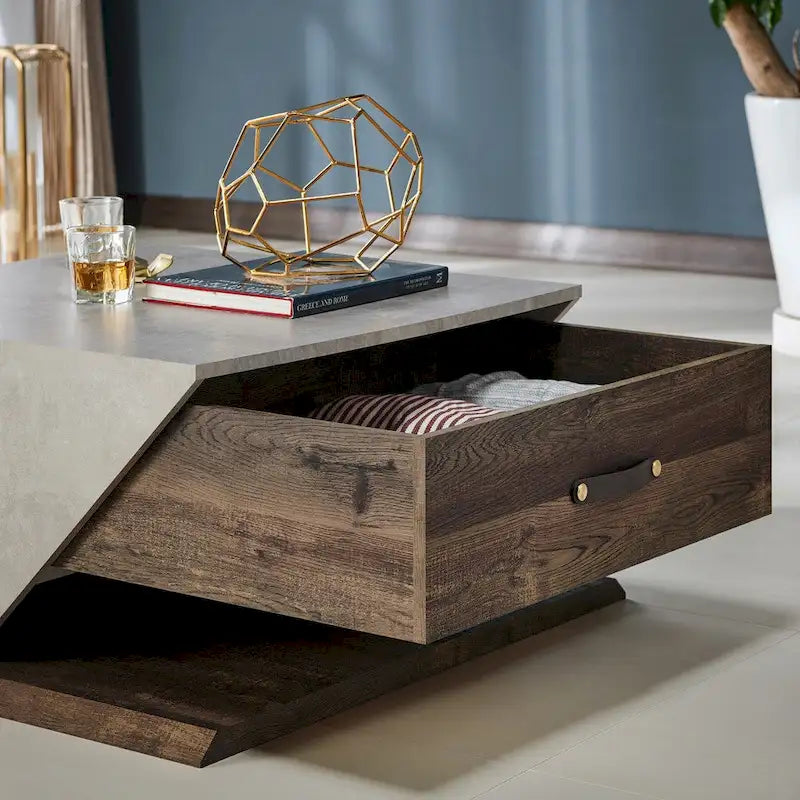 Table Basse Relevable et Ajustable Industrielle de 47 Pouces avec Tiroir de Rangement