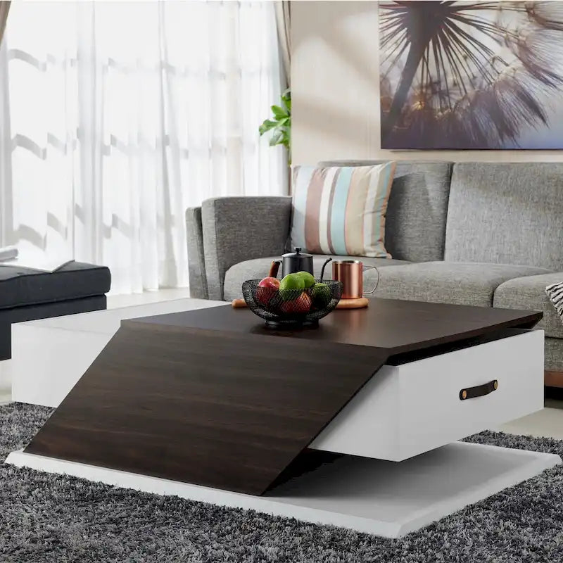 Table Basse Relevable et Ajustable Industrielle de 47 Pouces avec Tiroir de Rangement