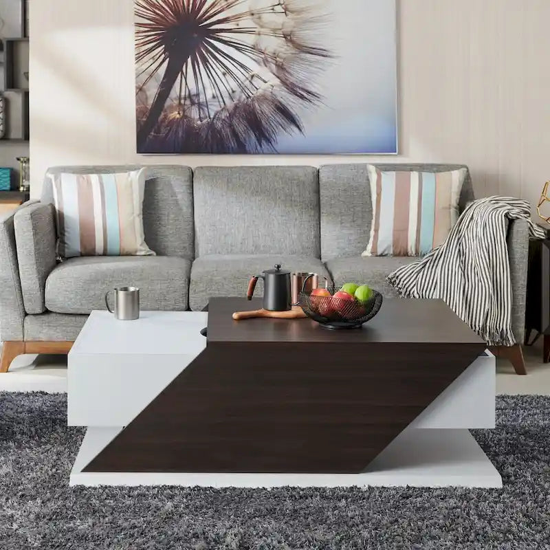 Table Basse Relevable et Ajustable Industrielle de 47 Pouces avec Tiroir de Rangement