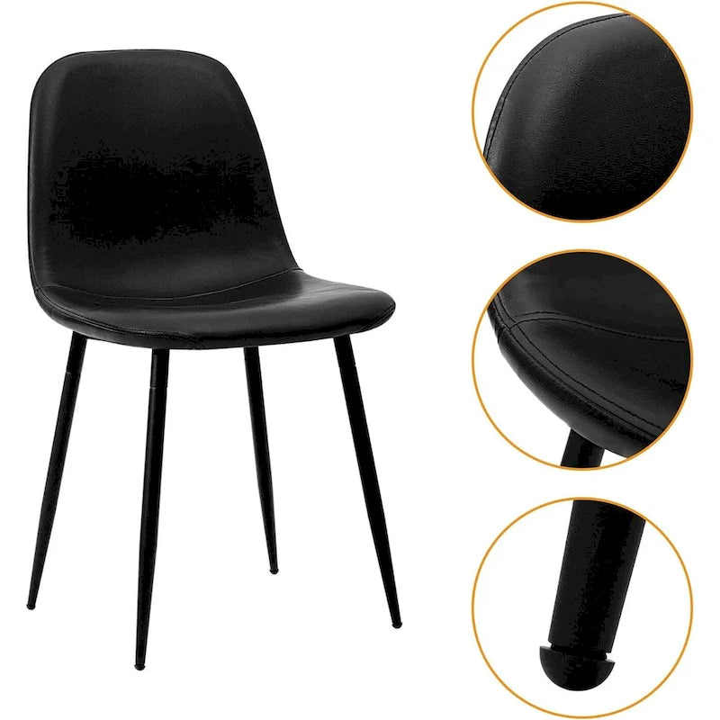 Chaise de salle à manger moderne capitonnée en similicuir