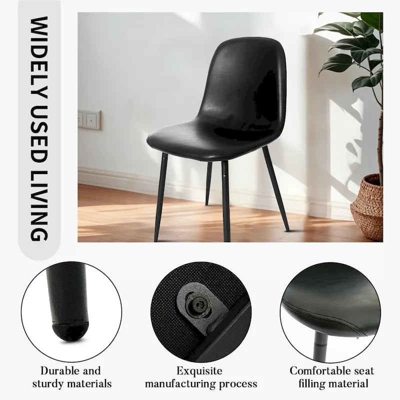 Chaise de salle à manger moderne capitonnée en similicuir