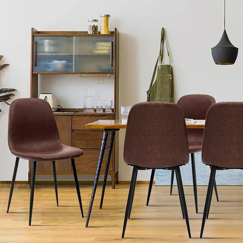Chaise de salle à manger moderne capitonnée en similicuir