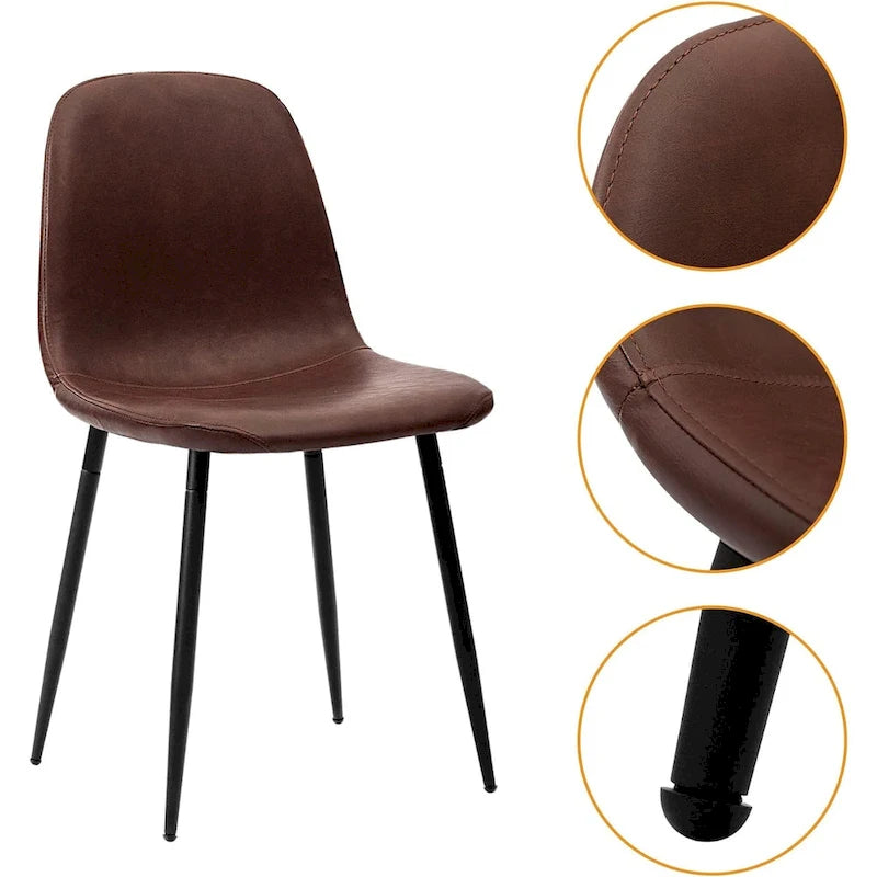 Chaise de salle à manger moderne capitonnée en similicuir