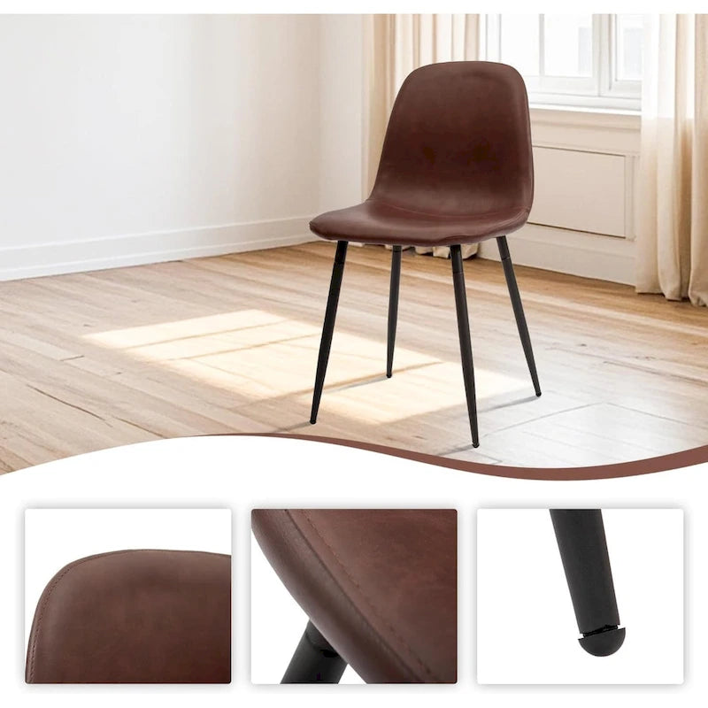 Chaise de salle à manger moderne capitonnée en similicuir