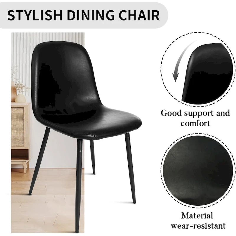 Chaise de salle à manger moderne capitonnée en similicuir