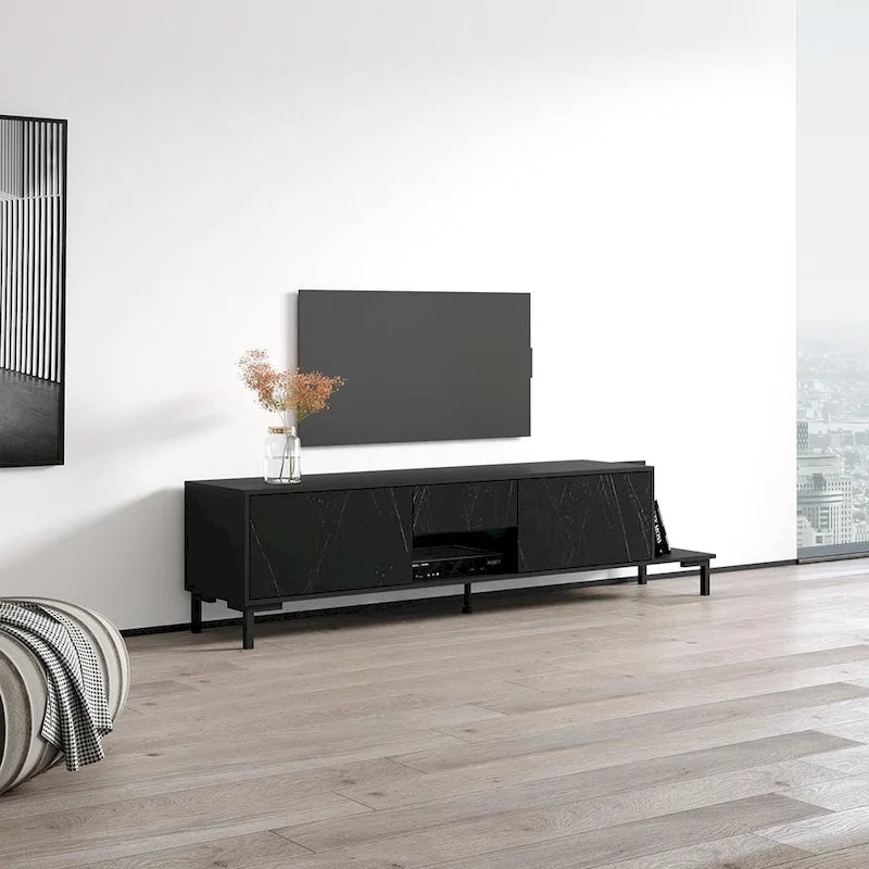 Meuble TV moderne avec façades haute brillance pour téléviseurs jusqu'à 85 pouces
