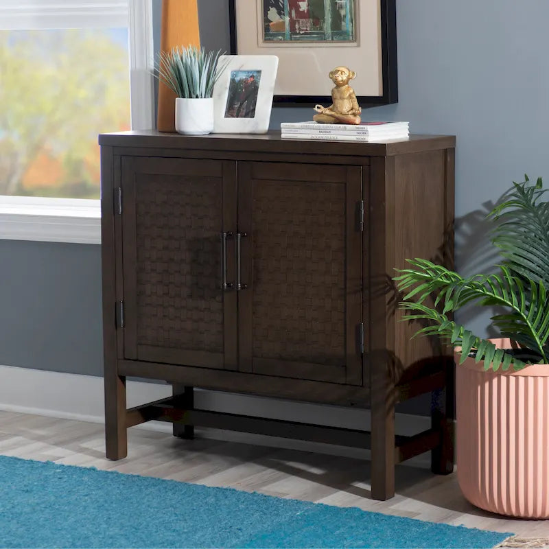 Meuble d'appoint 2 portes en bois avec étagères réglables