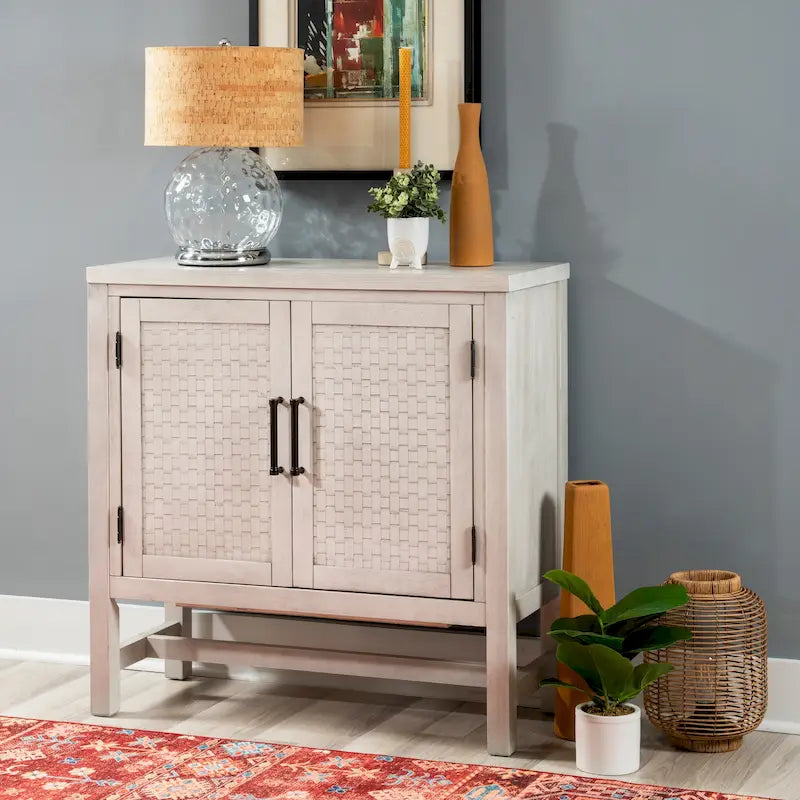 Meuble d'appoint 2 portes en bois avec étagères réglables