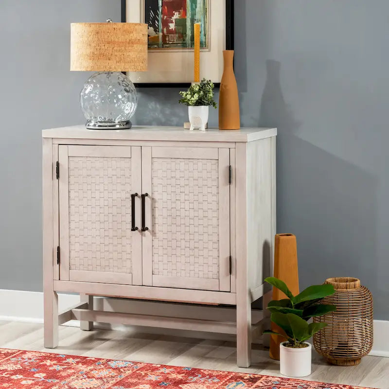 Meuble d'appoint 2 portes en bois avec étagères réglables