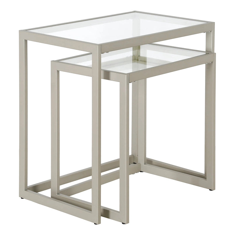 Table d'appoint rectangulaire à plateau en verre trempé et cadre en acier