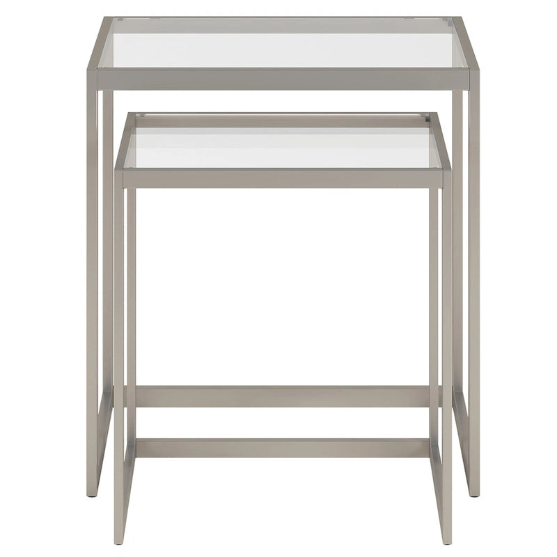 Table d'appoint rectangulaire à plateau en verre trempé et cadre en acier