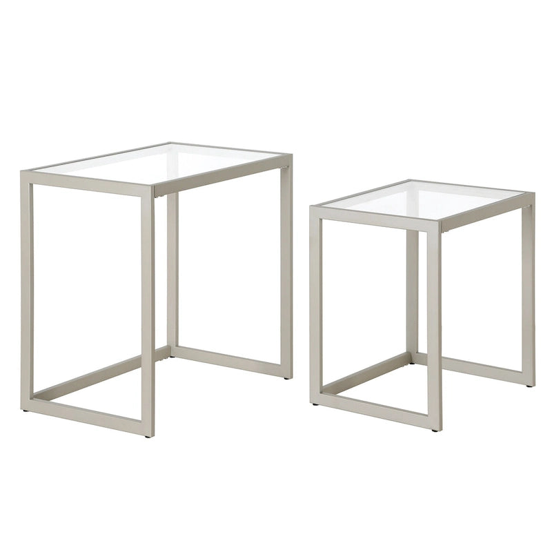 Table d'appoint rectangulaire à plateau en verre trempé et cadre en acier