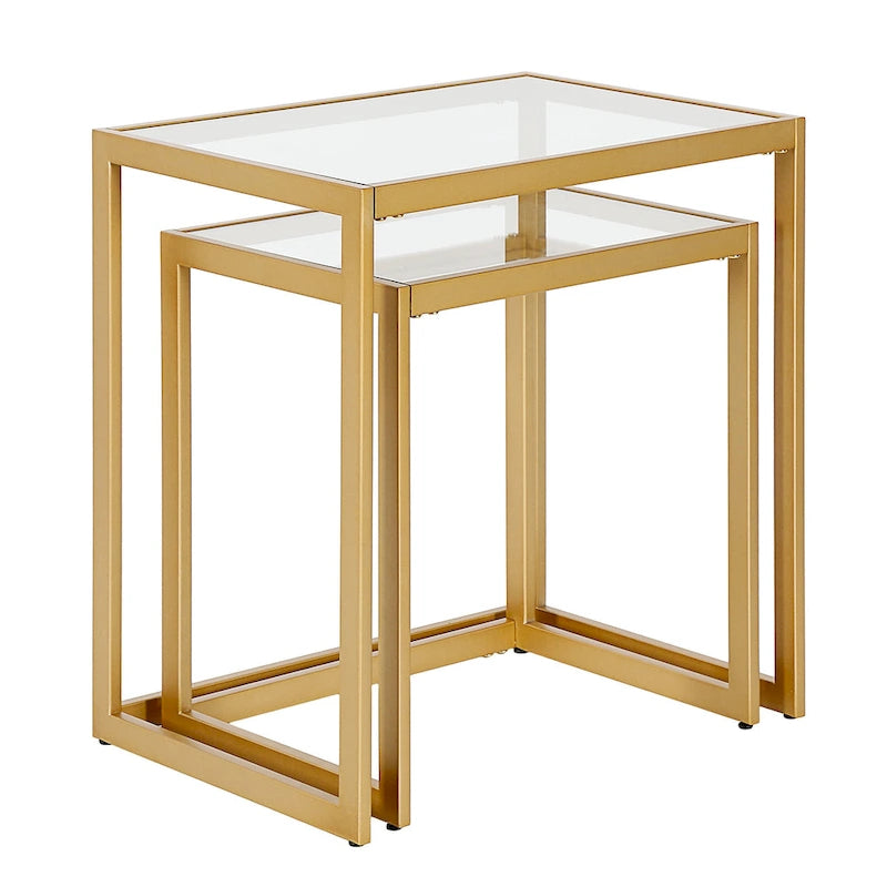 Table d'appoint rectangulaire à plateau en verre trempé et cadre en acier