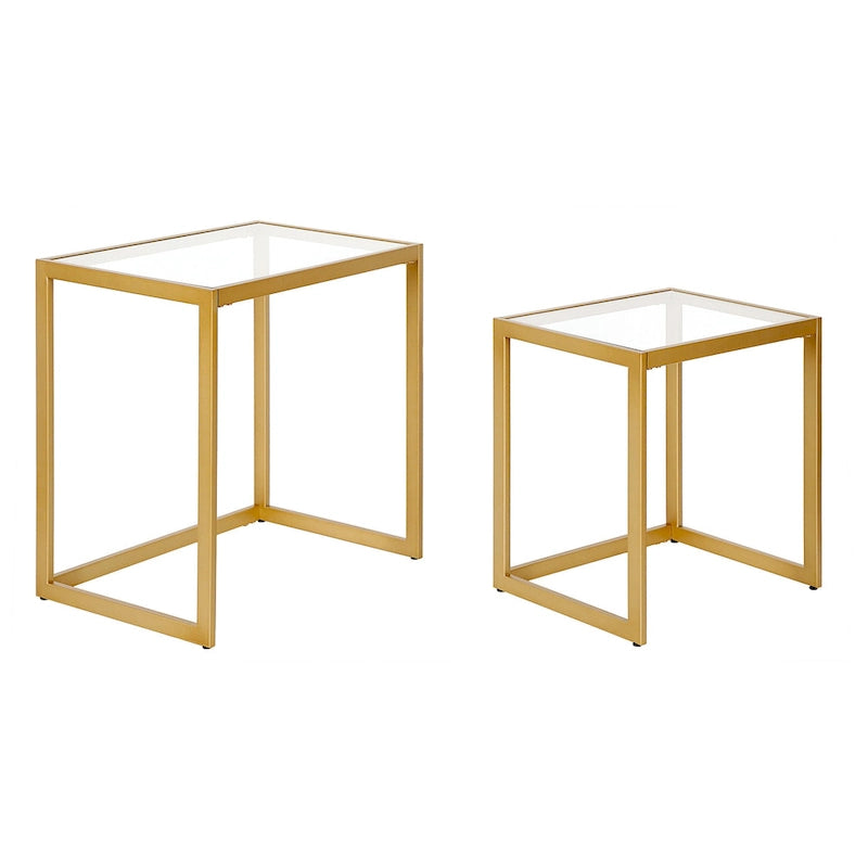 Table d'appoint rectangulaire à plateau en verre trempé et cadre en acier