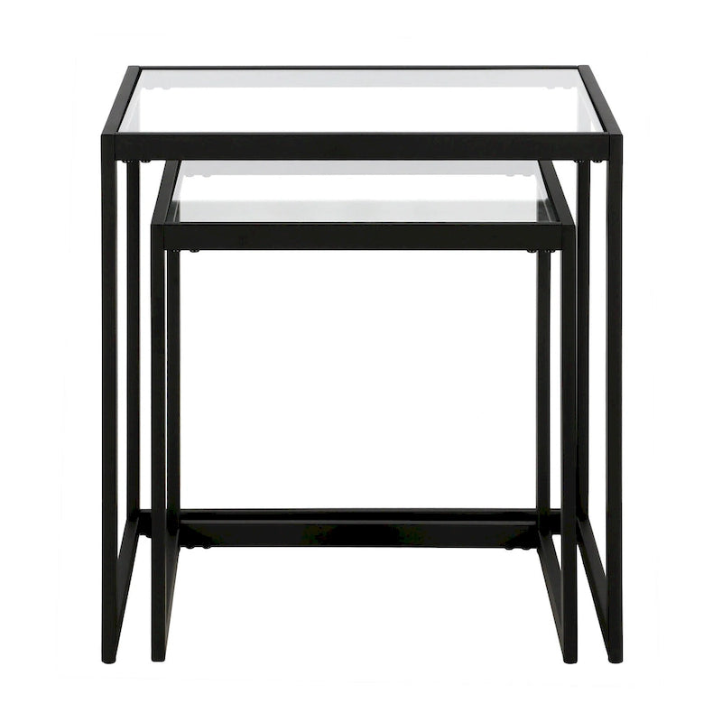 Table d'appoint rectangulaire à plateau en verre trempé et cadre en acier