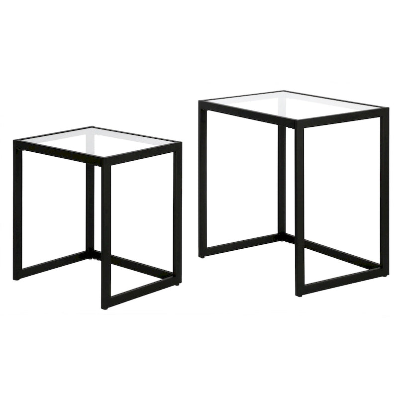 Table d'appoint rectangulaire à plateau en verre trempé et cadre en acier