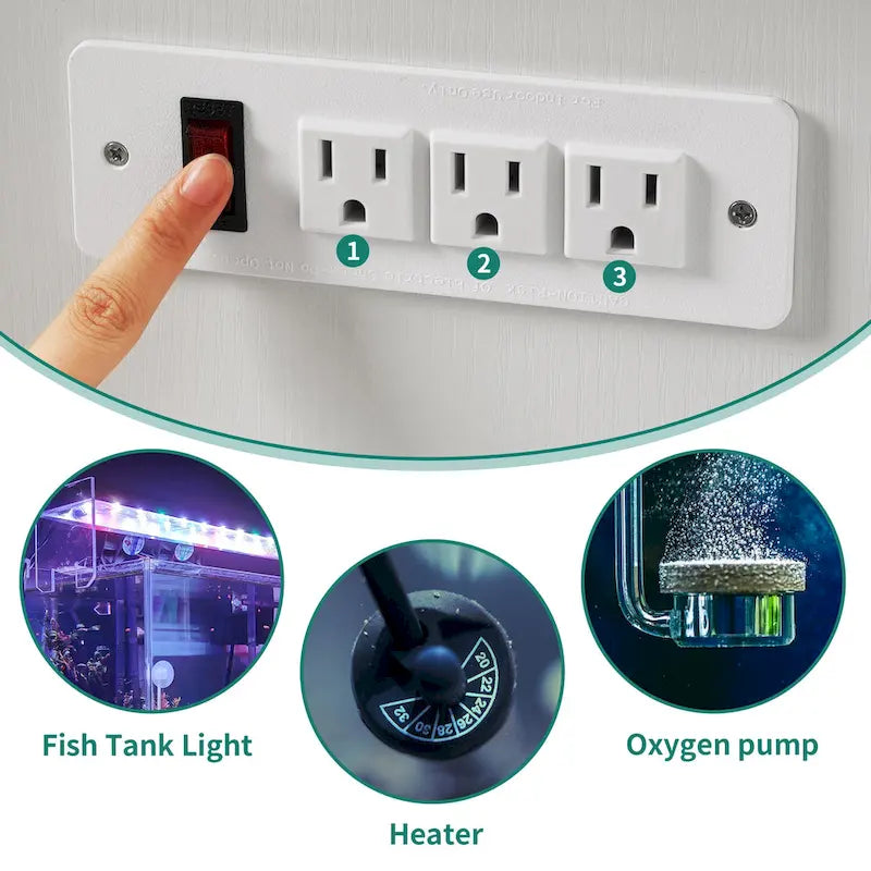 Meuble d'aquarium de 200-280 litres avec prises électriques et meuble de rangement