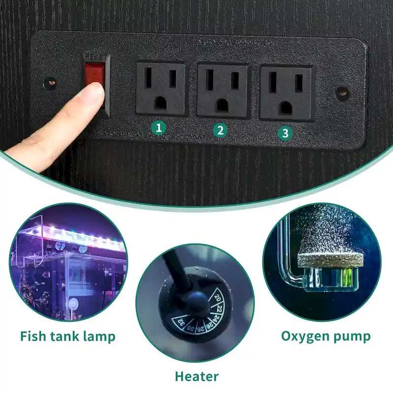 Meuble d'aquarium de 200-280 litres avec prises électriques et meuble de rangement