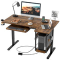 Bureau debout électrique en L de 57 pouces à hauteur réglable avec tiroir clavier et tablette pour unité centrale