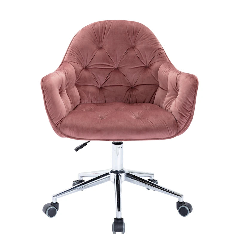 Chaise de bureau ergonomique pivotante en velours capitonné réglable