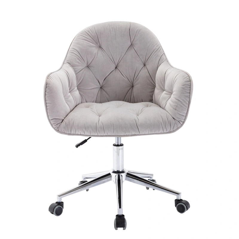 Chaise de bureau ergonomique pivotante en velours capitonné réglable