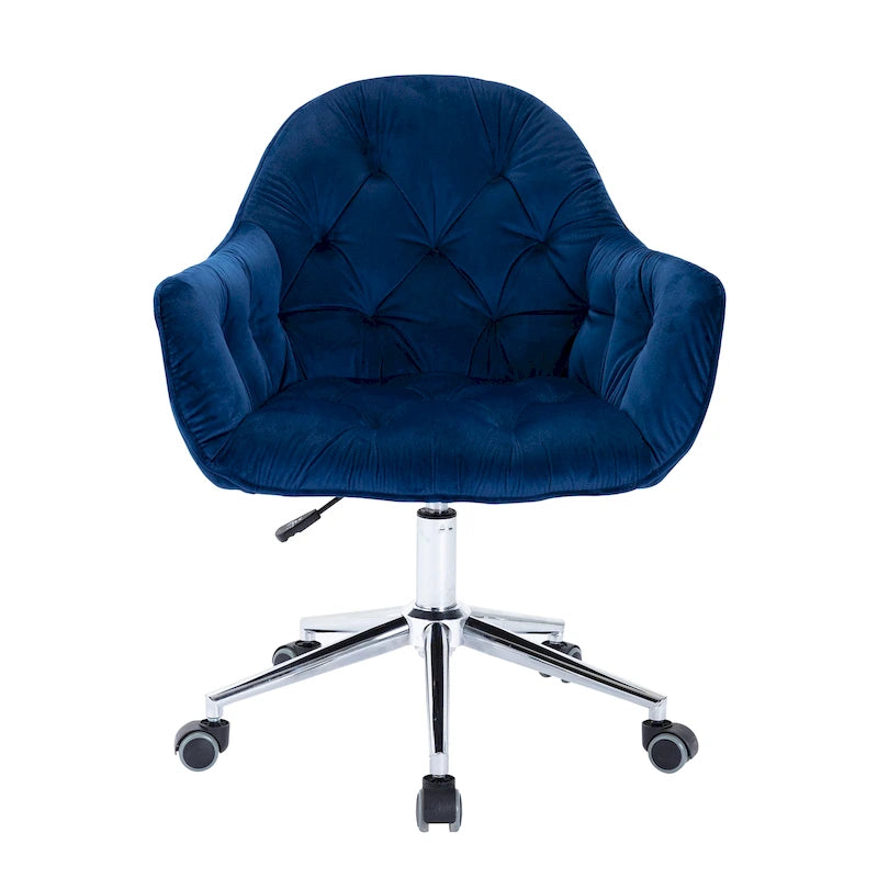 Chaise de bureau ergonomique pivotante en velours capitonné réglable