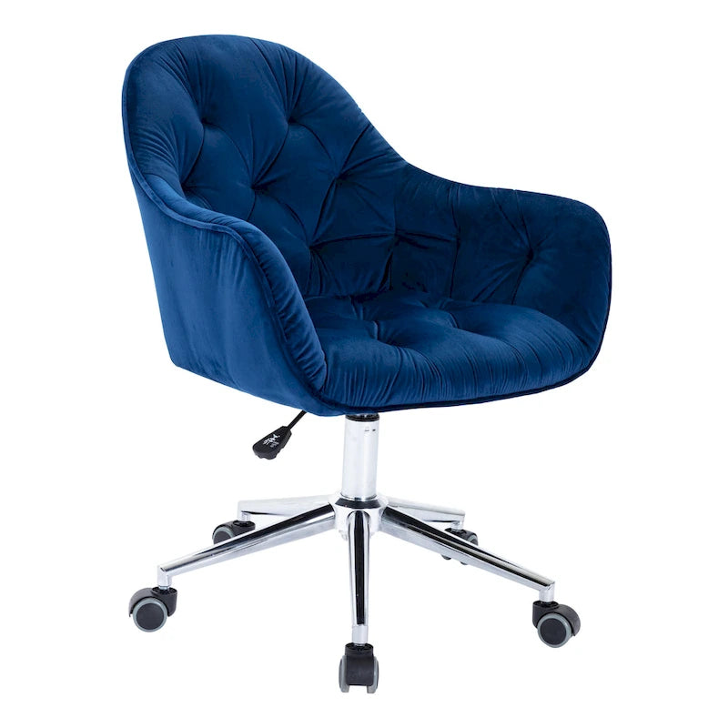 Chaise de bureau ergonomique pivotante en velours capitonné réglable