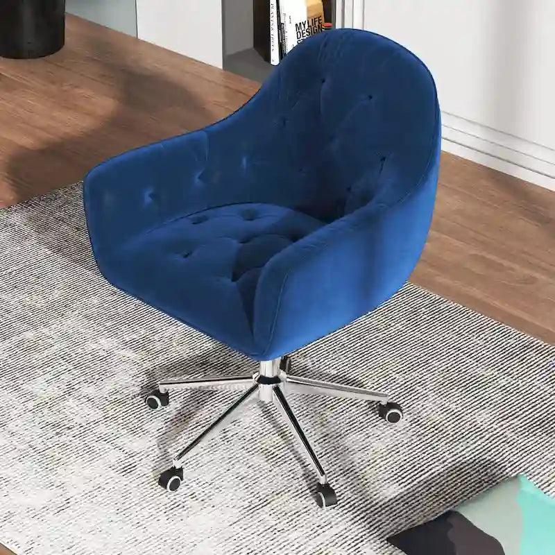 Chaise de bureau ergonomique pivotante en velours capitonné réglable