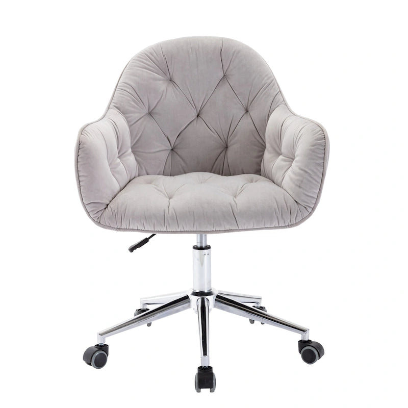 Chaise de bureau ergonomique pivotante en velours capitonné réglable
