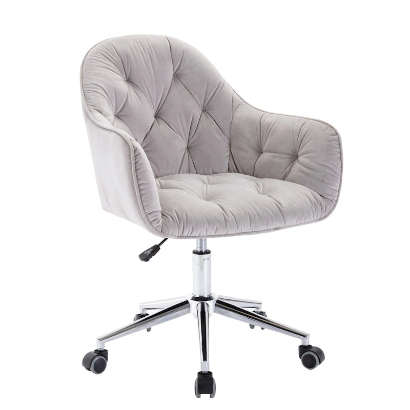 Chaise de bureau ergonomique pivotante en velours capitonné réglable