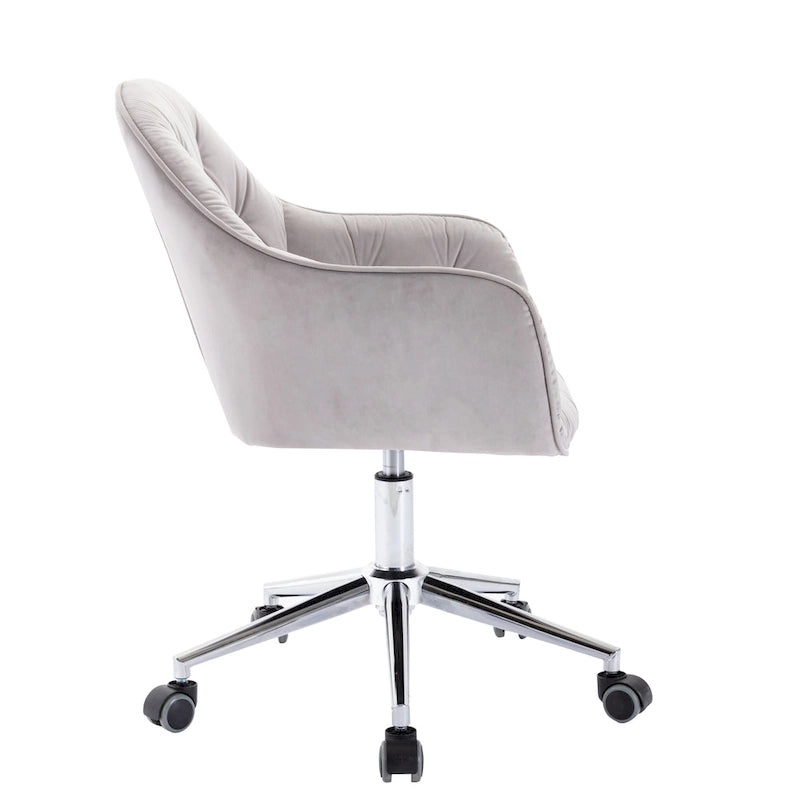 Chaise de bureau ergonomique pivotante en velours capitonné réglable