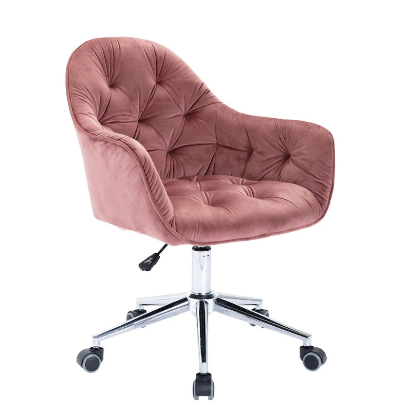 Chaise de bureau ergonomique pivotante en velours capitonné réglable