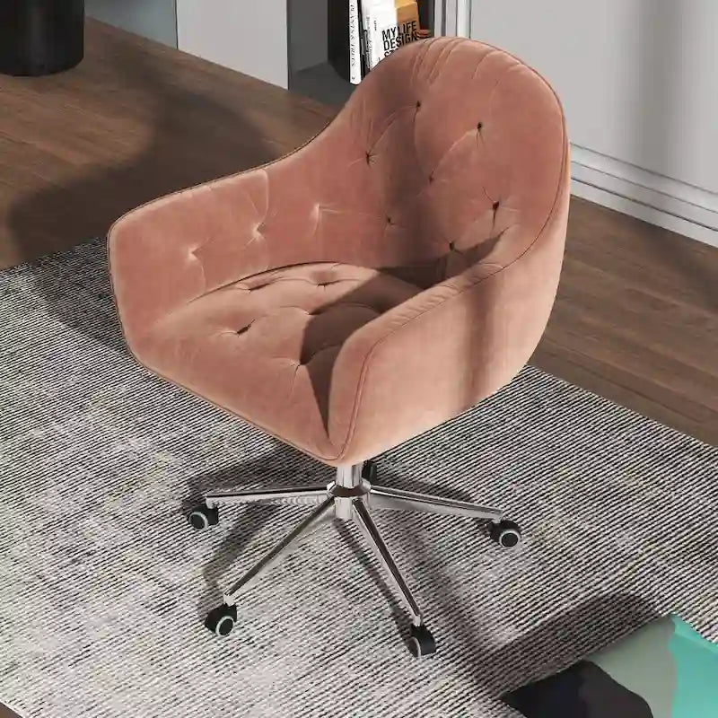 Chaise de bureau ergonomique pivotante en velours capitonné réglable