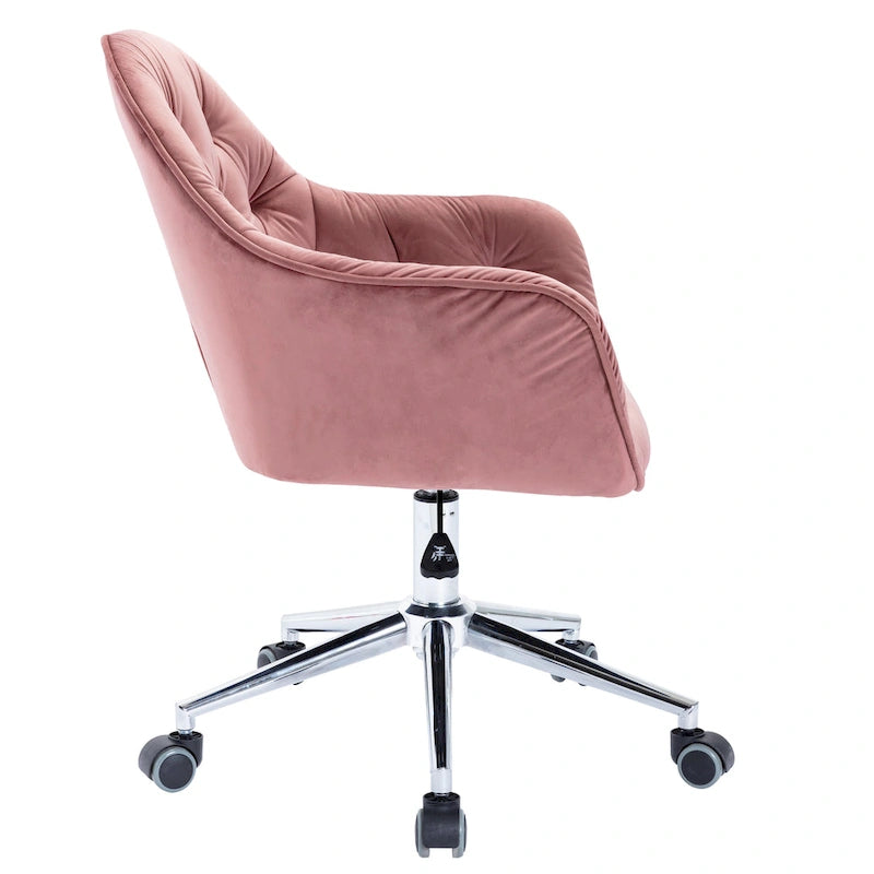 Chaise de bureau ergonomique pivotante en velours capitonné réglable