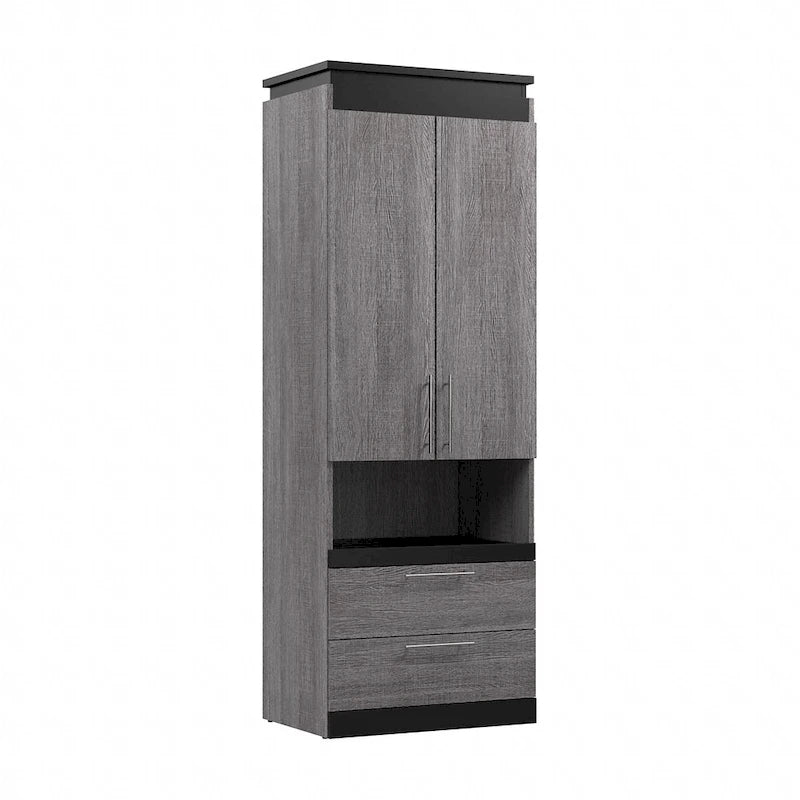 Meuble de rangement haut avec portes, tiroirs et tablette coulissante
