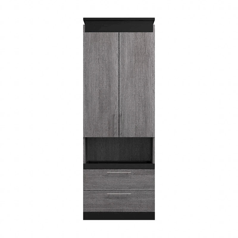 Meuble de rangement haut avec portes, tiroirs et tablette coulissante
