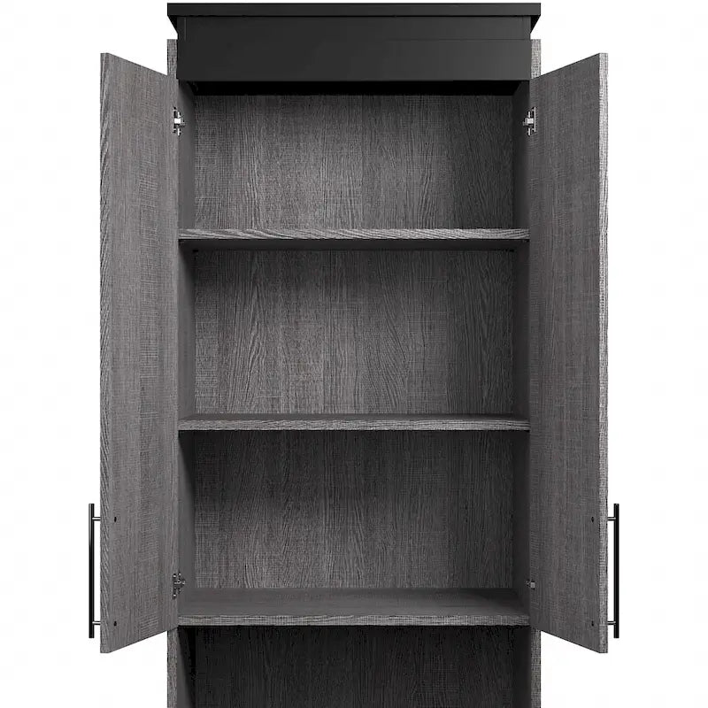 Meuble de rangement haut avec portes, tiroirs et tablette coulissante