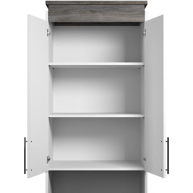 Meuble de rangement haut avec portes, tiroirs et tablette coulissante