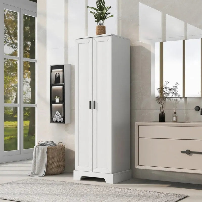 Meuble de rangement à deux portes pour salle de bain, bureau, étagère réglable, panneau MDF