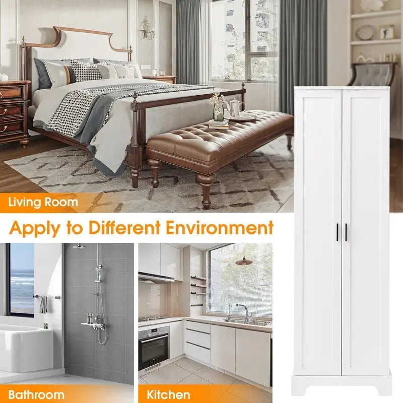 Meuble de rangement à deux portes pour salle de bain, bureau, étagère réglable, panneau MDF