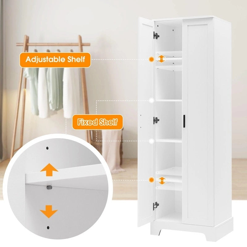 Meuble de rangement à deux portes pour salle de bain, bureau, étagère réglable, panneau MDF