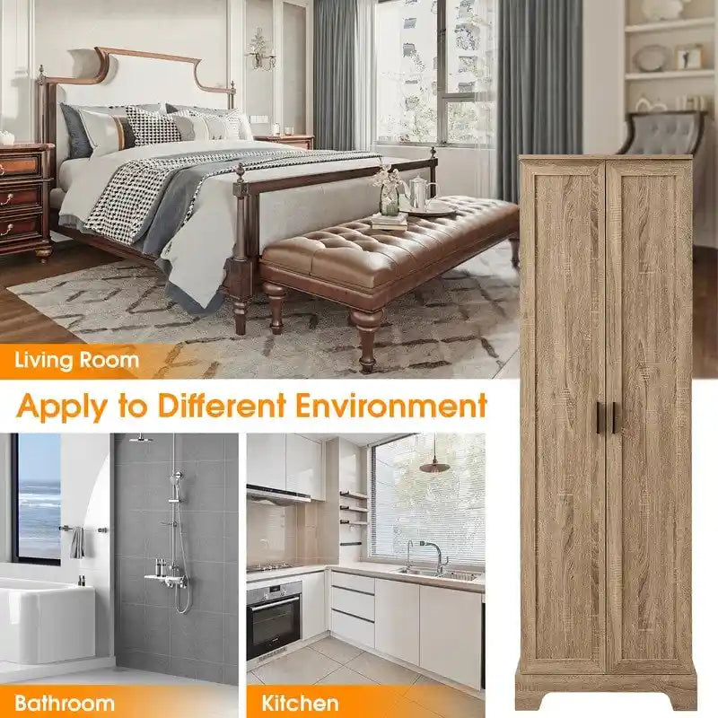 Meuble de rangement à deux portes pour salle de bain, bureau, étagère réglable, panneau MDF